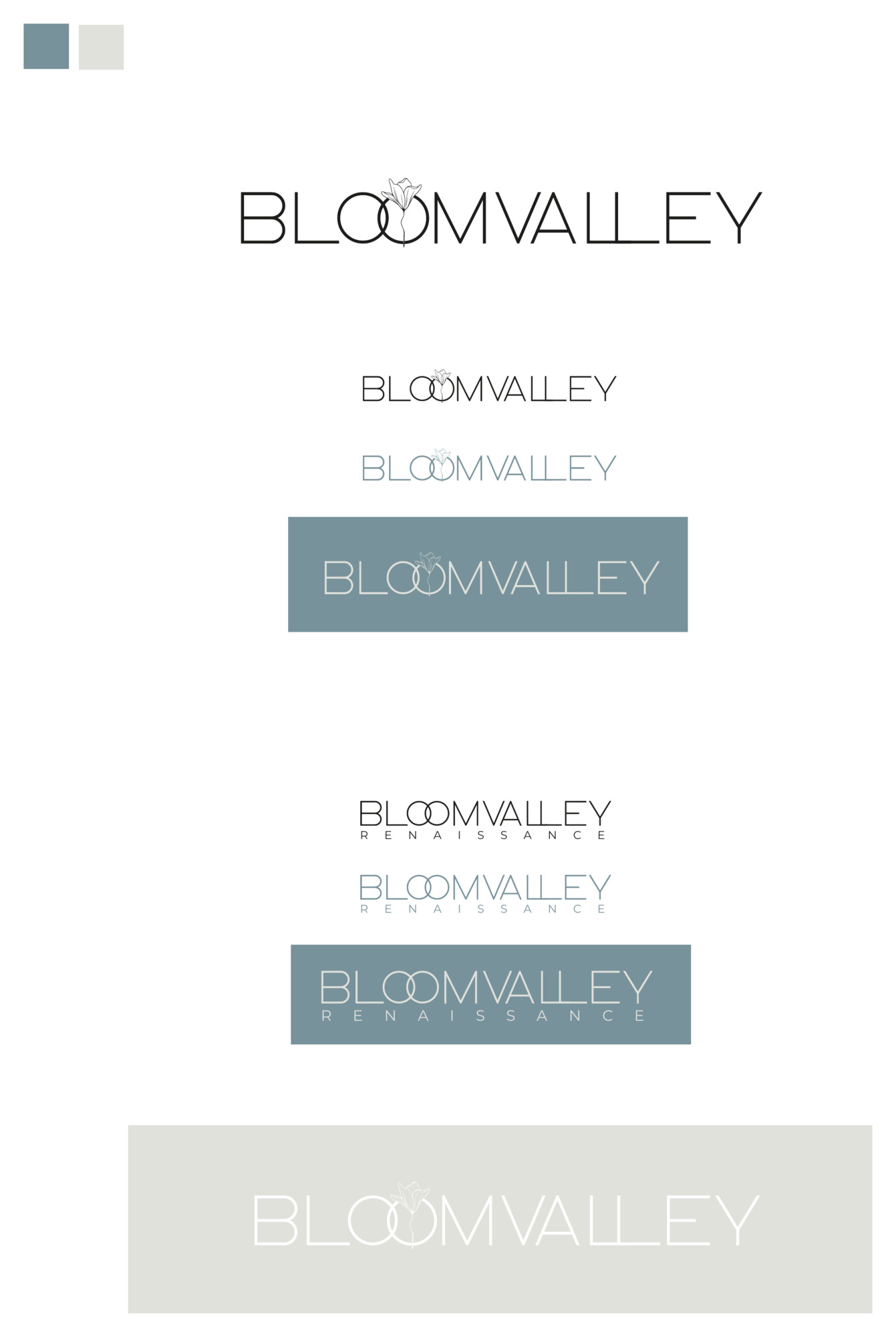 Bloom Valley — studio logo, monogramma a O interlacciate
