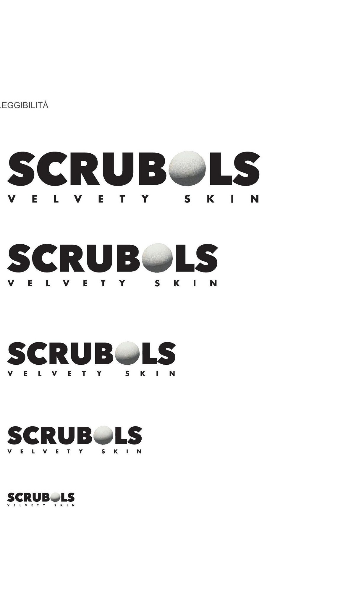 Scrubols — scala di leggibilità del logotipo