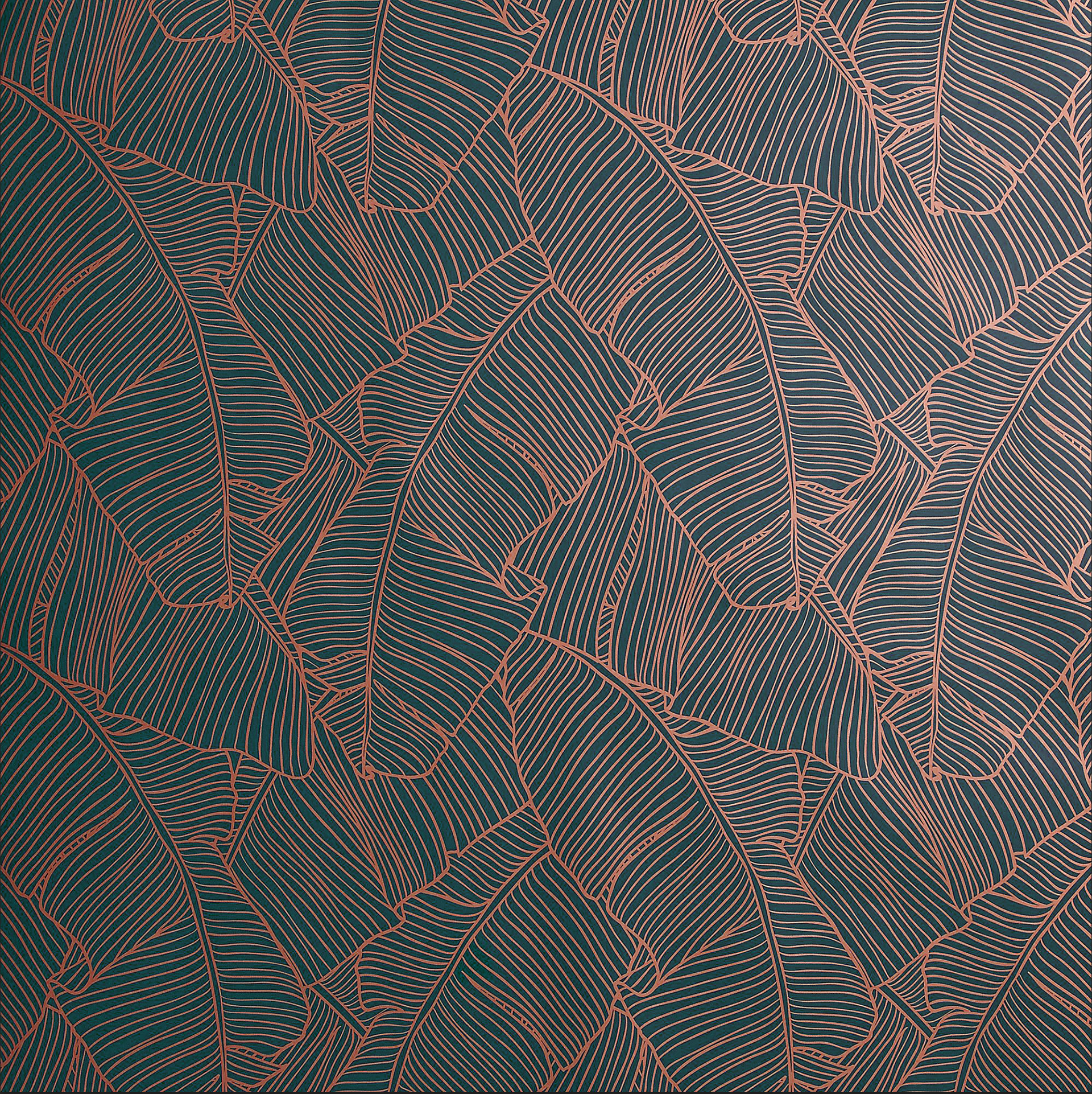 Fullwall — pattern foglia di banano, colorazione blu/rame